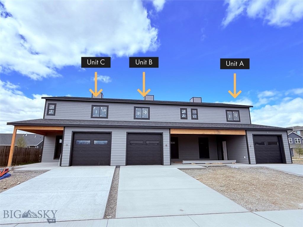 Be the first to call this new-construction townhome your own. Scheduled for completion in June 2026, which offers 1,676 square feet of living space, including three bedrooms and 2.5 bathrooms. The floor plan is centered on a practical layout that simplifies daily routines, beginning with a spacious hallway closet and a dedicated mudroom that provide ample storage and a clear transition into the home. The open-concept main level serves as the primary living space, where the kitchen flows naturally into the living room for a seamless, inclusive feel. The first level also includes a convenient half bath, perfectly positioned for guests and daily use. Just beyond the living area, a private covered back deck offers a versatile outdoor extension of the home. The second level is designed for comfort and ease, with three bedrooms and two full bathrooms. To maximize convenience, a full laundry room is situated on the same floor as the bedrooms, eliminating the need to carry linens between levels. Conveniently located minutes from the Bozeman Yellowstone International Airport, this townhome is ready for its first owner.