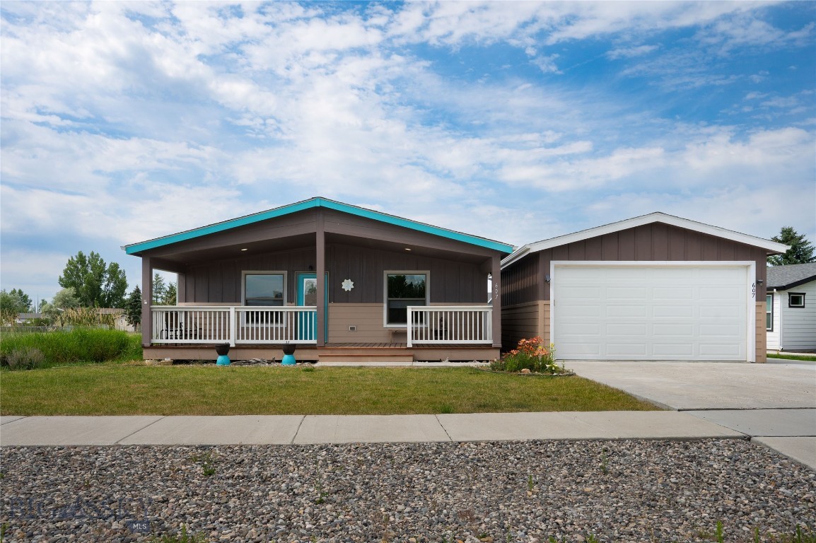 Welcome to 607 Meadow Circle, a beautifully updated 3 bedroom, 2 bath retreat tucked away on a quiet dead-end street in Belgrade, MT! Offering 1,770 square feet of thoughtfully refreshed living space, the open and flowing layout makes this turnkey home feel incredibly spacious the moment you enter.

Inside, the home perfectly balances modern comfort with practical design. Enjoy beautiful updated flooring, new window blinds, and a bright kitchen outfitted with brand-new appliances and endless cabinet space for all your culinary gadgets. A separate laundry room provides excellent additional storage with room for an extra freezer. The primary suite serves as a true private sanctuary, featuring double French doors that open to a walk-in closet, plus a spa-like ensuite boasting a luxurious soaker tub and a large tiled walk-in shower.

Step outside to discover an inviting covered front porch—the ideal spot for evening sunset viewing. The landscaped and fully fenced backyard is built for outdoor living, featuring a cement patio for entertaining, a spacious storage/garden shed, and plenty of room to cultivate a garden. The detached garage goes above and beyond, offering an extra concrete pad for RV parking alongside a highly versatile flex space perfect for a remote home office, exercise room, or creative studio that can easily be converted back to a second garage space.

Enjoy the ultimate freedom of having no HOA and light covenants, plus the convenience of natural gas already piped to the house for future upgrades. Bordered by a peaceful seasonal ditch, this property offers a serene neighborhood feel with a city park down the street, all while being located just minutes from Belgrade schools, local amenities, and the Bozeman Yellowstone International Airport.