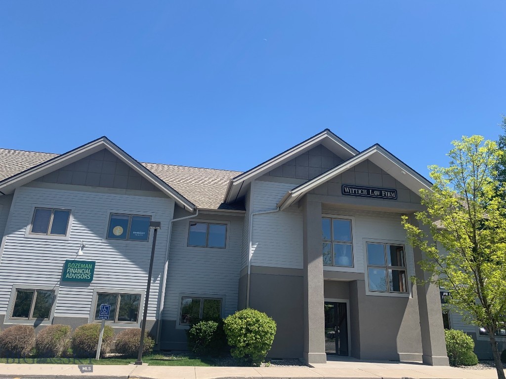 Second level/Furnished Office space across from The Ridge Athletic Club. Reception with 6 Nice Offices, and a Large Conference Room, Reception and Kitchenette.  Furnished Office Suite on 2nd Level with Elevator. Functional Office Good visibility and amazing view. One office has a deck area facing the Bridgers. Unit combines Suite 4 (1210sf) and Suite 5 (1555sf).  Owner to provide a First Right to Purchase during Tenancy!