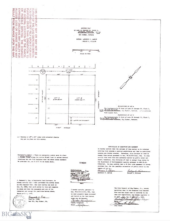 Big Timber Original Plat - Land