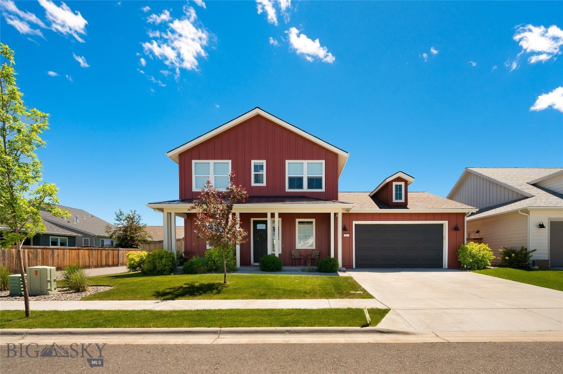 This Appaloosa Plan stands out in Prescott Ranch for the right reasons. The upgrades are thoughtful and noticeable, and the southern exposure fills the main level with natural light throughout the day. The layout flows naturally — living room with a gas fireplace, dining area, and a well-appointed kitchen with generous counter space and a walk-in pantry. A dedicated main-level office is a genuine bonus, especially for anyone working from home or just needed dedicated office space. All three bedrooms are upstairs, including a primary suite with a tiled shower, double vanity, and a walk-in closet that delivers on space. Storage is a quiet strength of this home — built into the layout and capped off by an oversized two-car garage with an extended bay, ready for a workshop, gym, or just extra room to breathe. One of the bigger differentiators here is the lot itself — larger than most in the community, giving the backyard real breathing room. Mountain views frame nearly every window, and the front porch and back patio give you genuine outdoor living space. The private hot tub is a natural fit for Montana evenings, and with the extra yard space, there's room to spread out and make it your own. Central air keeps the home comfortable year-round. Prescott Ranch is a well-connected community with parks, walking trails, and playgrounds nearby, and convenient schools close at hand. But the real draw for many is what's just beyond the neighborhood. Belgrade puts you within easy reach of some of Montana's best year-round outdoor recreation — whether that's skiing and snowboarding in the winter, hiking and mountain biking when the trails open up, or fishing the Yellowstone and its tributaries through the warmer months. It's the kind of location where the weekends have a way of filling themselves.
