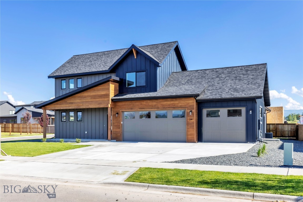 Stunning 5-Bedroom South West Bozeman Gem on Corner Lot Discover modern elegance in this brand-new home, situated on a spacious corner lot. This 5-bedroom, 2.5 bath residence boasts a large office space, ideal for remote work or study. The open-concept living area features a gas fireplace and vaulted ceilings, seamlessly flowing into kitchen with a generous pantry. The main-level master suite, offering vaulted ceilings, bathroom with dual vanity, and a walk-in tile shower. Central Air conditioning included! Enjoy the vibrant Bozeman lifestyle with easy access to trails, schools, and downtown.