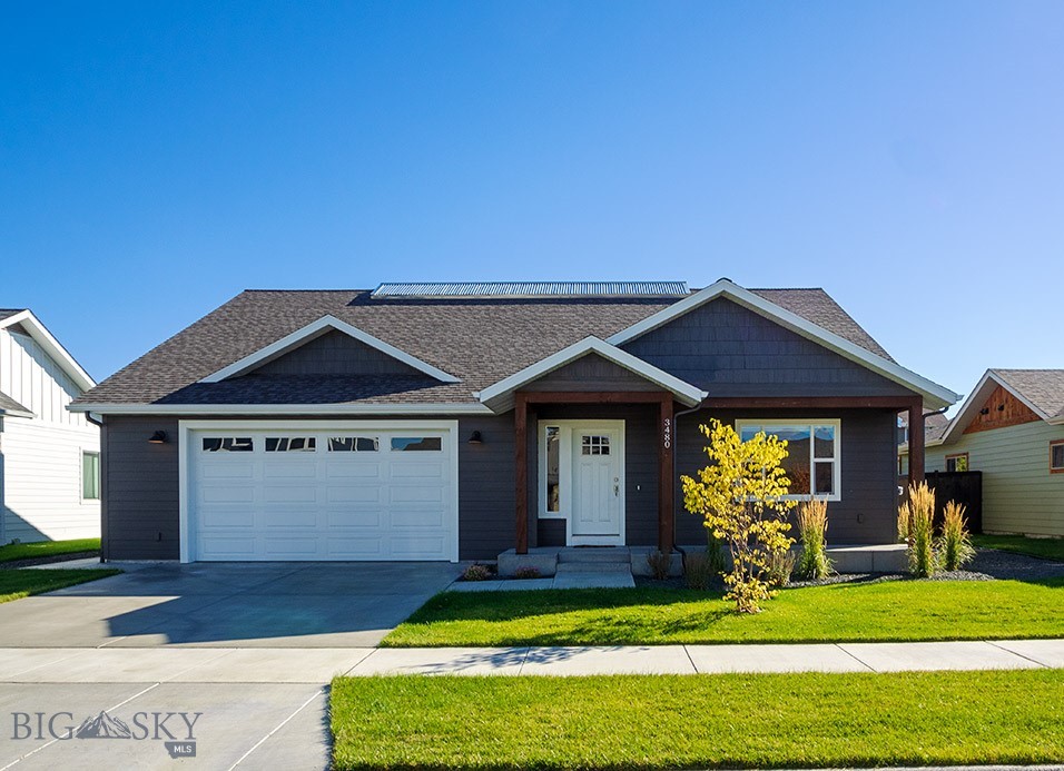 This single family one level home features an open light-filled floor plan with spacious kitchen plus dining area, a large walk-in pantry, an island counter with lots of additional counter space. The expansive living room with corner fireplace opens to a large private fenced backyard with an extended patio great for outdoor gatherings. There is a large master bedroom suite that includes a deluxe bath with a gorgeous tiled walk-in shower and separate soaking tub. Two additional guest rooms, one with its own walk-in closet, and guest bath round out the single level living space. This home presents a fresh airy feeling with clean contemporary finishes with stainless steel kitchen appliances. Well thought out landscaping adds to the backyard oasis feeling. All of this in the convenient and central location of The Crossing Subdivision, just steps from the Gallatin County 100 acre park offering trails , lakes and a fenced off leash dog park.
New photos coming first week of March!