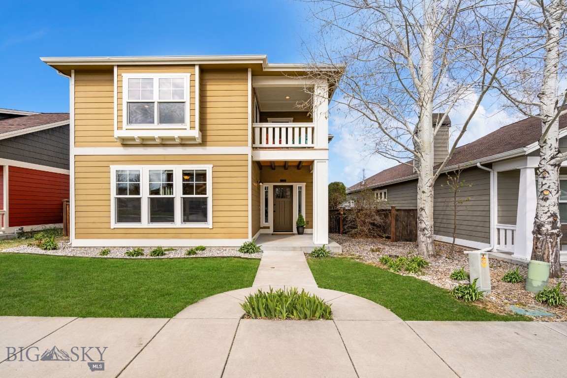 Recently updated with a brand-new roof, new carpet, and other meaningful improvements, this 3-bedroom, 2.5-bath home offers a welcoming layout with comfortable, well-connected living spaces and a private outdoor setting in Alder Creek, one of south Bozeman's most desirable neighborhoods. Inside, 9-foot ceilings and a thoughtful floor plan create a natural flow, with the living and dining areas seamlessly connected by a double-sided fireplace that adds warmth and character while defining each space. A separate family room just off the kitchen provides an additional gathering area, ideal for everyday living or entertaining. Features such as central A/C, a HEPA filtration system, and an updated furnace and hot water heater contribute to the home's comfort and long-term value. Upstairs, the primary suite features a private balcony with Bridger Mountain views, creating an ideal spot to start or end the day. The outdoor living continues in the backyard, offering a private setting surrounded by mature trees, with patio space and built-in planter boxes. Alder Creek residents enjoy access to community trails, a large central park, and open green space, all just minutes from Bozeman's historic Main Street, MSU, and a short drive to Hyalite Canyon for year-round recreation.