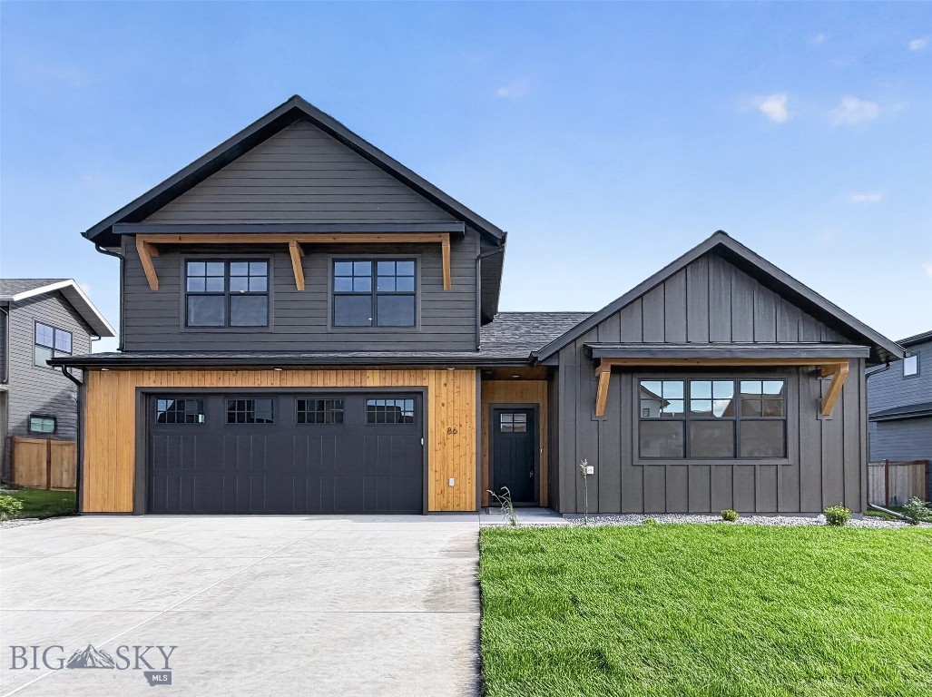 Beautiful new construction home offering 5 bedrooms and 4 bathrooms, thoughtfully designed for modern living. Whether you're looking for space for a growing family, accommodating guests, or creating a dedicated home office, this home provides exceptional flexibility and comfort.
The open-concept kitchen and great room are ideal for entertaining, featuring an oversized island with a sink and garbage disposal, as well as a separate prep sink with its own disposal for added convenience. Professionally designed throughout, the home showcases high-end finishes, quality craftsmanship, and thoughtful attention to detail like toe kick lighting in the baths.
The main-level primary suite serves as a private retreat, complete with a spacious walk-in closet and abundant storage. Additional upgrades include a second water heater to ensure ample hot water capacity for all four  bathrooms. An oversized two-car garage provides even more storage and functionality.
Outside, the landscaping and sod are already in place, allowing you to move right in and enjoy the summer season. Relax in the backyard while taking in stunning views of the Bridger Mountains from the comfort of your own home.