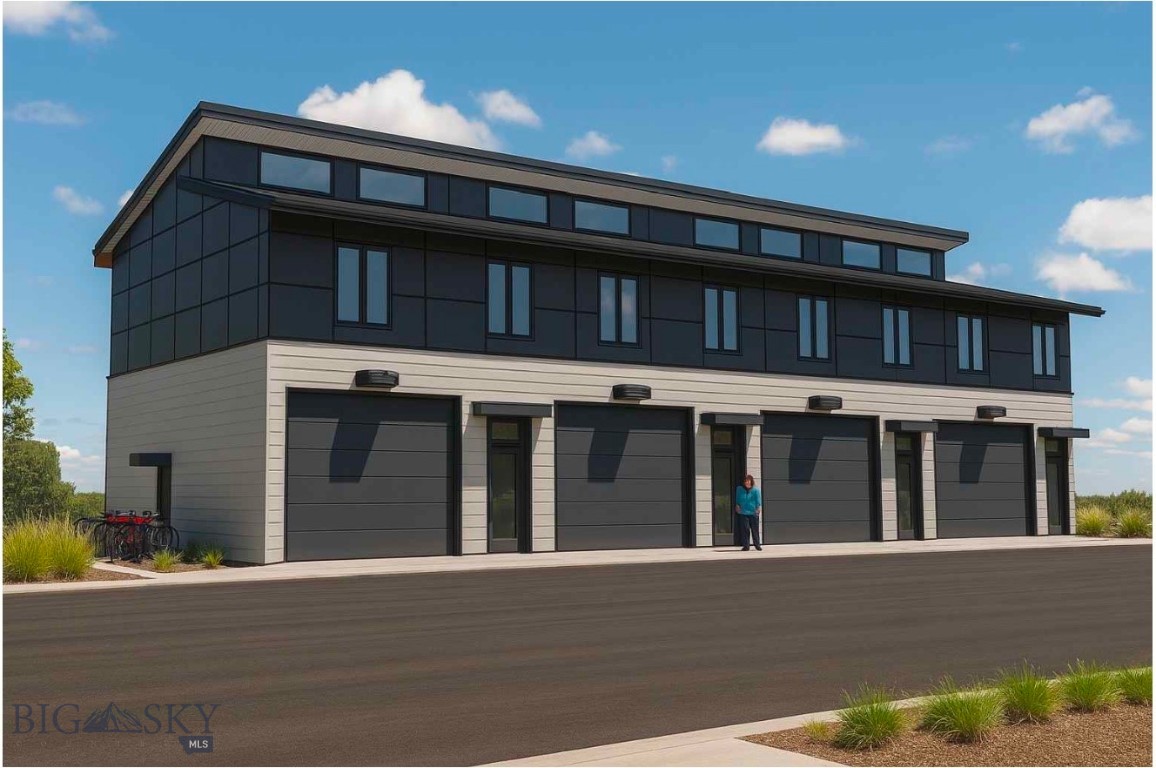 Come see these modern live/work condo units just 4 minutes from the 19th Street interstate interchange and about 12 minutes to downtown Bozeman, Belgrade, or Four Corners. Zoned M1, these versatile units allow you to live and work in the same space or rent the residential and shop areas separately.
The shop offers 1,036 sq ft with 15-foot walls, a 12-foot-tall overhead garage door, and a half bathroom. Upstairs, the 1,120 sq ft living space features 14–15 foot ceilings, concrete floors, and large double sliding doors that bring in abundant natural light. The open-concept kitchen and living area includes quartz countertops and stainless steel appliances, along with a pantry, laundry area, full bathroom, and two bedrooms. Step out onto the upstairs patio to enjoy a morning coffee or evening glass of wine while taking in the views.