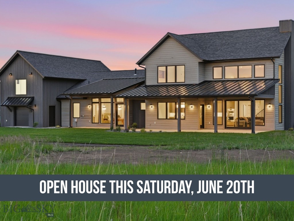 Set in Hyalite Ranch and positioned beside 8.86 acres of subdivision open space and trail systems, this home delivers expansive eastern and western views with a modern layout built for real entertaining and real life. Offering 5 bedrooms, 4 bathrooms, and 4,187 SF of finished living space, the floorplan is bright, intentional, and loaded with the kind of function buyers pretend they don’t care about until they see it.

The main level is anchored by a soaring great room with a gas fireplace and walls of glass that pull the landscape into the living space. The kitchen is equal parts statement and workhorse with a Thermador appliance package (gas range, double ovens, refrigerator, dishwasher), quartz surfaces with a quartz backsplash, and a large island designed for gathering. A walk-in pantry adds serious capacity, including space for a secondary fridge/freezer setup and storage that actually keeps counters clear.

Finishes throughout are elevated and intentional, including designer lighting selections sourced from brands such as Arhaus, bringing a polished, curated feel that sets this home apart from the usual “builder-basic” look.

A standout flex feature is the main-level office with a closet, making it a true bedroom option when needed. The owner’s suite is a genuine retreat with a custom closet system and a spa bath featuring in-floor heat, because stepping onto cold tile in Montana is a cruel joke no one asked for.

Utility spaces are elevated here: the mudroom is a high-end gear gallery with an exceptional amount of built-in storage for coats, boots, bags, and all the “where do we put this” items. The laundry room is oversized with abundant linen storage and ample folding and staging space, the kind that makes daily life smoother instead of chaotic.

And then there’s the garage situation, which is frankly ridiculous in the best way: a 2-car garage (800 SF, 32' x 25') plus an RV garage bay (682.5 SF, 39' x 17'6"), giving you space for vehicles, toys, tools, and the lifestyle that comes with them. HOME COMES FULLY LANDSCAPED AND SHALL BE INSTALLED WHEN WEATHER PERMITS.
