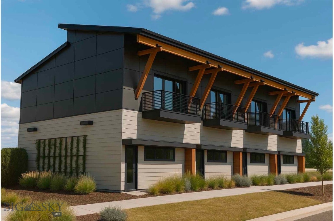 Come see these modern live/work condo units just 4 minutes from the 19th Street interstate interchange and about 12 minutes to downtown Bozeman, Belgrade, or Four Corners. Zoned M1, these versatile units allow you to live and work in the same space or rent the residential and shop areas separately.
The shop offers 1,036 sq ft with 15-foot walls, a 12-foot-tall overhead garage door, and a half bathroom. Upstairs, the 1,120 sq ft living space features 14–15 foot ceilings, concrete floors, and large double sliding doors that bring in abundant natural light. The open-concept kitchen and living area includes quartz countertops and stainless steel appliances, along with a pantry, laundry area, full bathroom, and two bedrooms. Step out onto the upstairs patio to enjoy a morning coffee or evening glass of wine while taking in the views.