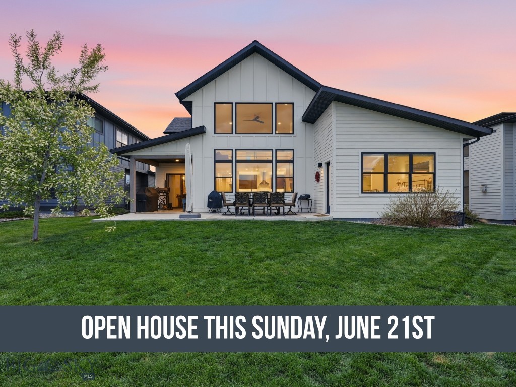 Park-side living in The Crossing, with trails out back, acres of open space behind the lot, and Gallatin Regional Park across the street. This thoughtfully designed home was built by Old Mill Homes and offers approximately 2,822 sq ft, 4 bedrooms, 3 full baths, a 3-car garage, and a layout that lives beautifully with vaulted ceilings, extra windows, and an easy open flow between the kitchen, dining, and living spaces.

The kitchen anchors the home with quartz countertops, a gas range, abundant cabinetry, under and over cabinet lighting, and a generous walk-in pantry with built-ins. Designed for both everyday function and elevated living, the main level flows naturally to the patio and open space beyond.

The main-level primary suite is positioned for privacy and a strong connection to the outdoors, with direct patio access for seamless indoor-outdoor living. The ensuite bath features a floor-to-ceiling tile shower, a large soaker tub, a dual vanity, and an oversized walk-in closet.

Upstairs, you’ll find two additional bedrooms, a full bath, and a spacious loft that works beautifully as a second living area, office, or media space, finished with a striking custom metal railing.

The yard is a true advantage, offering lower-maintenance living without sacrificing the feeling of space, thanks to the open acreage directly behind the property and the trail system just beyond. With central A/C, excellent storage, a 3-car garage, and one of Bozeman’s most convenient park-adjacent locations, this home delivers the rare combination of comfort, function, and everyday access to trails, parks, and open space.