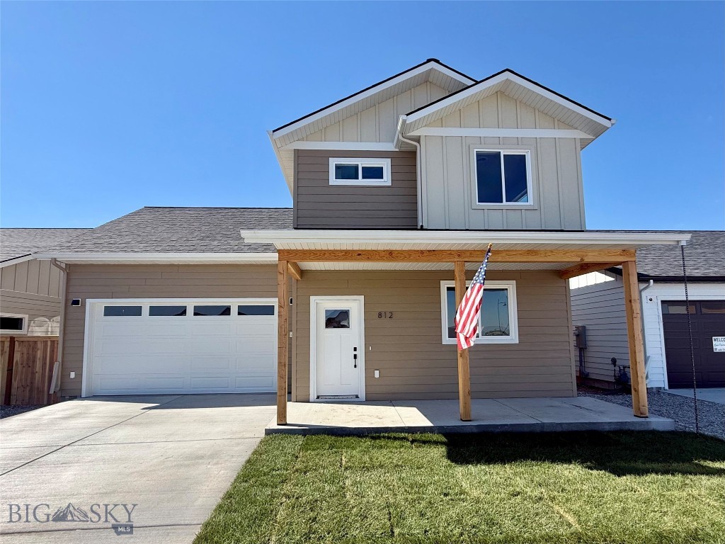 Welcome to Bridger Homes MT—crafted with exceptional attention to detail and designed for modern living. This thoughtfully planned residence offers spacious open-concept living on the main floor with 9ft ceilings, a convenient half bath, and a stunning kitchen featuring a large island, dining area, abundant cabinetry, under-cabinet lighting, and 3cm quartz countertops. Stay connected with fiber optic wiring throughout for ultra-fast internet and seamless streaming. Upstairs, enjoy a dedicated laundry room, four bedrooms, a full bath, and a luxurious primary suite with an ensuite bath featuring a full tile shower, and walk-in closet. This plan offers a 25' deep garage that is fully insulated and painted. The garage includes an 8ft door, extra storage, and a side man-door for easy yard access. Don’t miss this move-in-ready home blending style, function, and convenience! All interior photos are of the same model home that is staged.