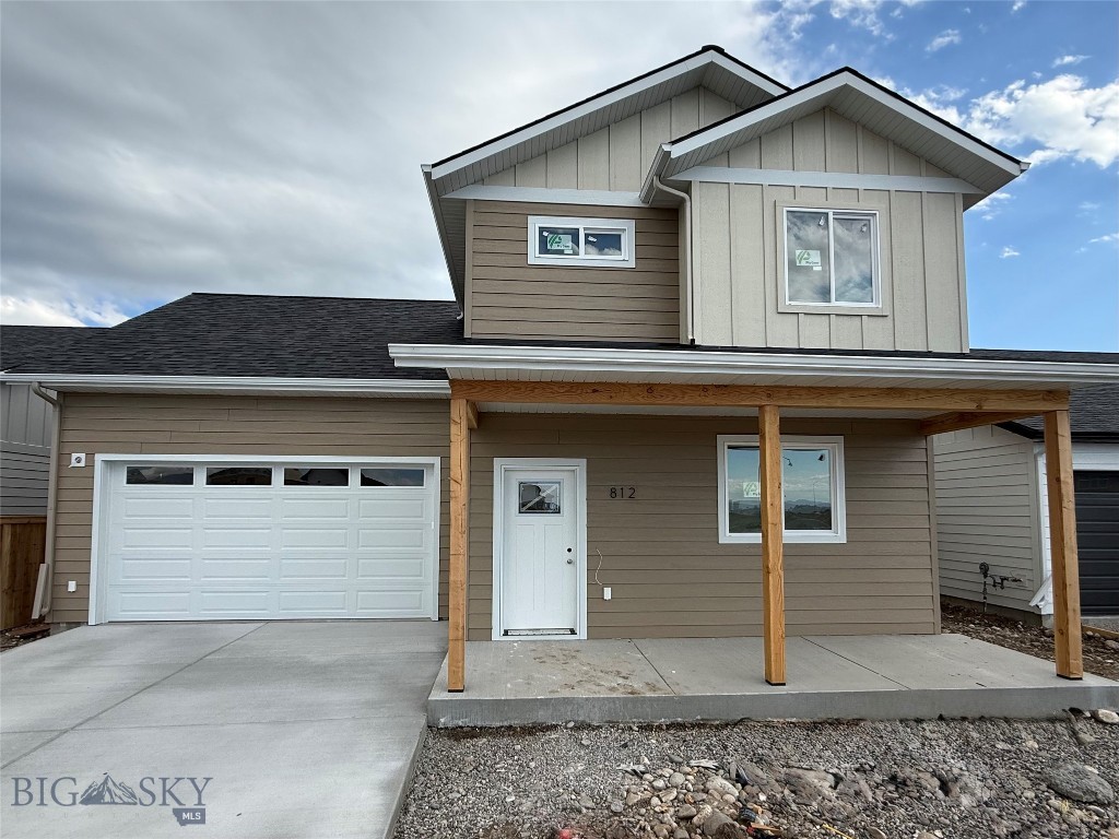Welcome to Bridger Homes MT—crafted with exceptional attention to detail and designed for modern living. This thoughtfully planned residence offers spacious open-concept living on the main floor with 9ft ceilings, a convenient half bath, and a stunning kitchen featuring a large island, dining area, abundant cabinetry, under-cabinet lighting, and 3cm quartz countertops. Stay connected with fiber optic wiring throughout for ultra-fast internet and seamless streaming. Upstairs, enjoy a dedicated laundry room, four bedrooms, a full bath, and a luxurious primary suite with an ensuite bath featuring a full tile shower, and walk-in closet. This plan offers a 25' deep garage that is fully insulated and painted. The garage includes an 8ft door, extra storage, and a side man-door for easy yard access. Don’t miss this move-in-ready home blending style, function, and convenience! All interior photos are of the same model home that is staged.