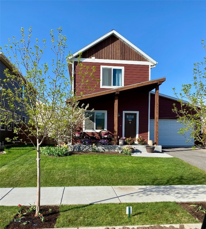 This turn-key 3 bedroom 2.5 bath home checks every box! Greeted by a beautiful flower garden out front and a large covered porch perfect for soaking up those long Montana summer days. Inside, natural light pours throughout the open layout, complemented by a walk-in pantry, central A/C, and solar panels to offset those high energy costs. The spacious backyard is ideal for entertaining family and friends. Located in a fantastic neighborhood steps from a community park and  schools, with easy access to downtown Belgrade, Bozeman, and the airport.