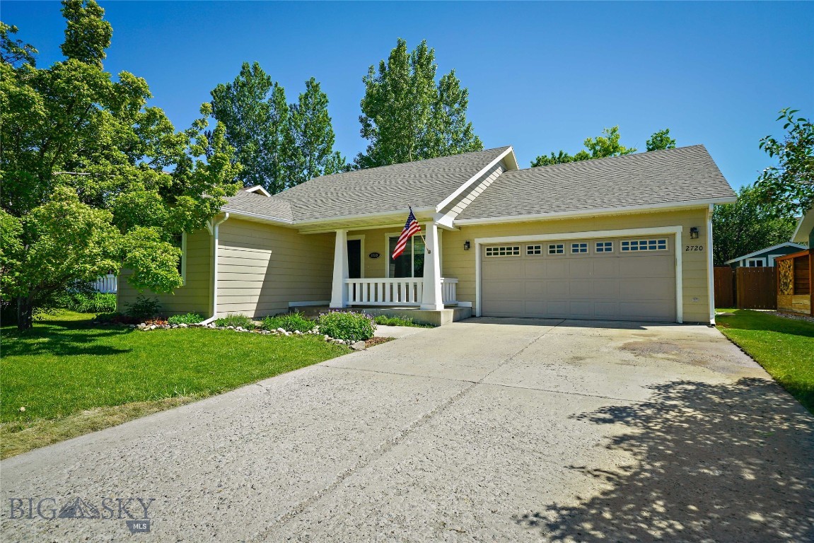 Welcome to this inviting 3-bedroom, 2-bathroom home in the heart of Central Bozeman. Featuring beautiful hardwood floors, vaulted ceilings, and a bright open floor plan, this home offers comfortable living with an airy, spacious feel throughout.

The thoughtfully designed layout creates a seamless flow between the living, dining, and kitchen areas, making it ideal for both everyday living and entertaining. Central air conditioning provides comfort during the warmer months, while the heated 2-car garage offers year-round convenience. An outdoor shed provides additional storage for tools, equipment, and outdoor gear.

Outside, the private fenced backyard is a true highlight, featuring productive garden boxes that consistently deliver excellent growth throughout the growing season. The welcoming front porch is the perfect place to relax, enjoy the neighborhood atmosphere, and connect with the friendly community. Residents love the exceptionally kind neighbors and the sense of connection that makes this area so special.

Ideally located in Central Bozeman, this home offers easy access to parks in every direction, nearby mountain trail access for hiking and outdoor recreation, and convenient public transportation via the bus route on 27th Avenue just a few streets away. The property is also located near Emily Dickinson Elementary School.

Combining comfort, convenience, outdoor living, and a sought-after location, this home presents a wonderful opportunity to enjoy the best of Bozeman living.