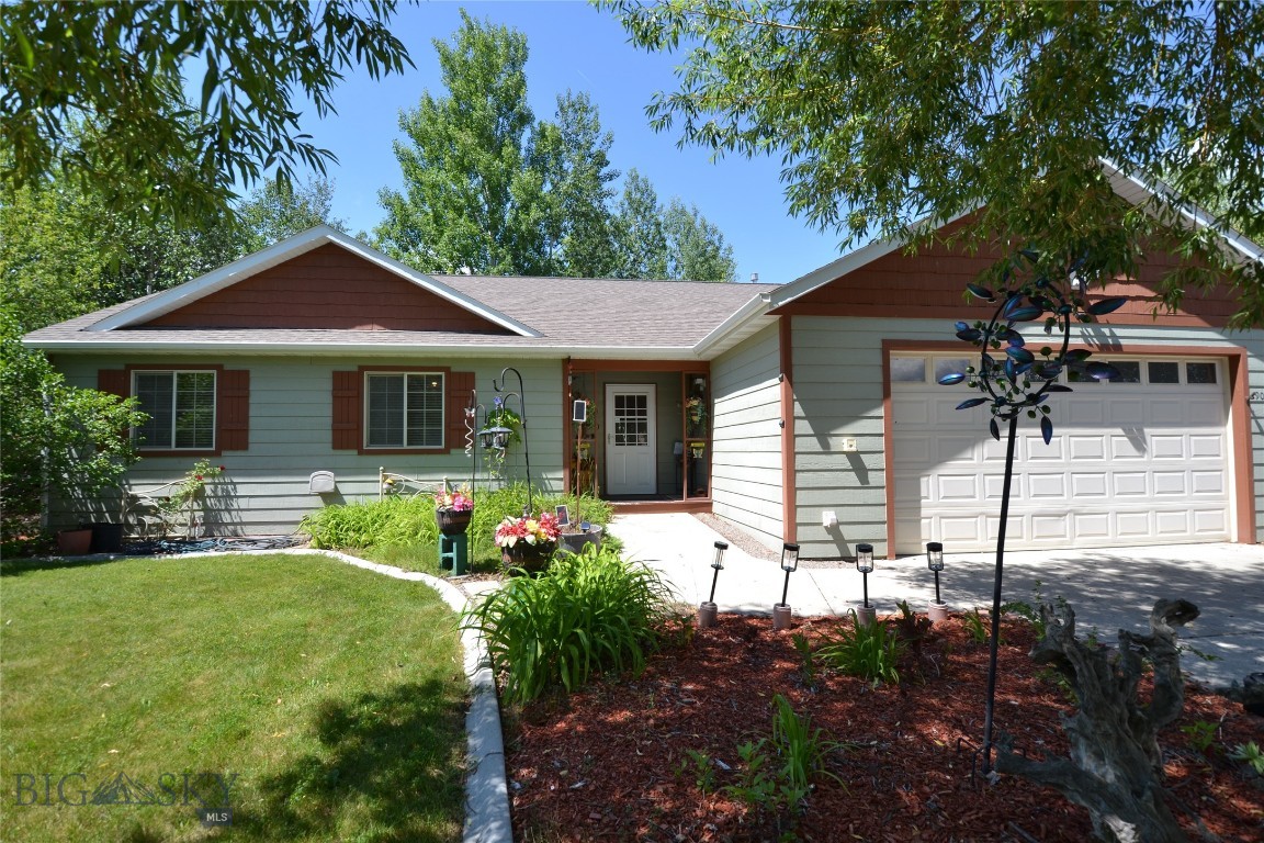 Gorgeous one-level home on a large lot with a fully fenced backyard.  No HOA fees with this home. This 3-bed, 2.5-bath home features vaulted ceilings that welcome you into the great room. Maple hardwood flooring in the entry, kitchen, dining area, and laundry room. The kitchen has stainless steel appliances, a gas range, and a pantry for extra storage. The oversized 2-car garage opens into the laundry room with a half bath that adjoins the kitchen. The spacious master bedroom has an additional sitting area and a walk-in closet.  Take a relaxing bath in the tile-surrounded soaker tub. Outside the home, there are beautiful perennial gardens bordered with custom concrete curbing that complement the mature shade trees.  Even a huge apple tree in the backyard. The yard has underground sprinklers and a storage shed for your yard and garden equipment.  The covered back patio and trellis area offer year-round enjoyment for that morning coffee or a relaxing evening after dinner.  A gravel area beside the garage may accommodate extra parking for a small trailer or camper.  Convenient access to the airport, just 1-1/2 miles away for those who travel frequently, close proximity to schools, and a short drive to the Belgrade Splash Park.  Schedule your showing today.