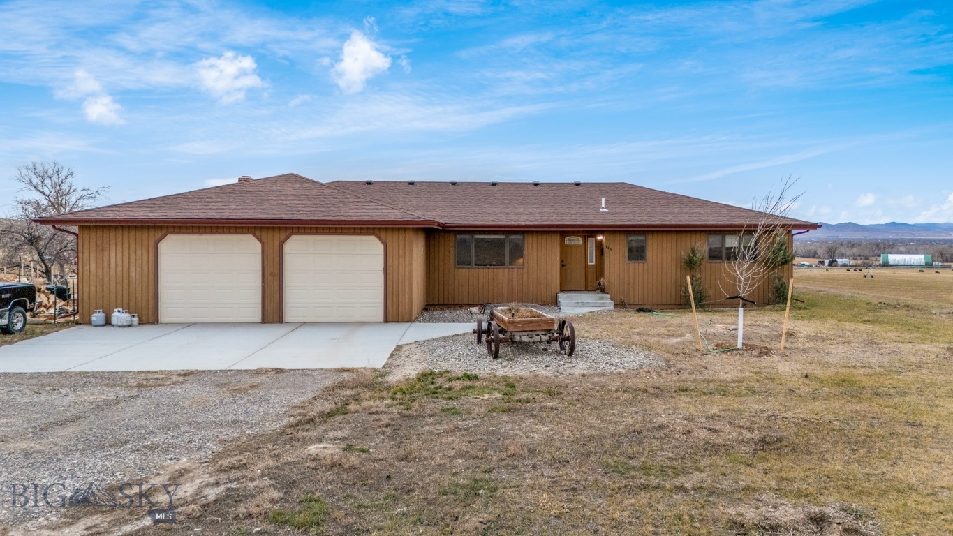 Properties like this almost never hit the market in the Logan and Three Forks corridor. After reviewing the past 1,000 days of activity, there were no true comparable acreage homes in this immediate pocket. Set on 3.342 acres with mountain views and southern exposure, this ranch-style home with an unfinished basement offers the space, privacy, and flexibility buyers wait years for.

The main level features 3 bedrooms and 2 bathrooms, a comfortable living area plus a family room, dining area, and a dedicated laundry room. The kitchen offers abundant cabinetry and includes a range, refrigerator, and dishwasher. Flooring is a mix of plank and partial carpeting, and the home is heated by electric forced air, complemented by a wood stove for that real Montana warmth.

Step outside to a covered patio, a gravel driveway, lawn with underground sprinklers, and partial fencing, plus a shed for additional storage. An attached 2-car garage adds everyday convenience.

Downstairs, the unfinished basement provides substantial expansion potential and is plumbed for an additional bathroom, offering an excellent opportunity to add value and customize. Utilities include a private well, septic, and electricity.

With no HOA and no known covenants per the property profile (buyer to verify), this is the kind of property that is increasingly hard to find. Conveniently located just outside Logan, with a short hop to the local gun range, it is a rare blend of elbow room, usability, and location.