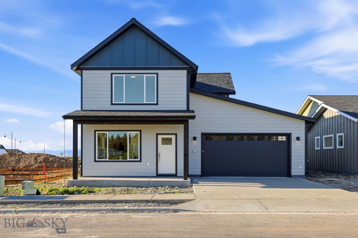 A brand new floor plan by Higher Standard Homes with a three car tandem garage! The main floor features LVT flooring throughout, with an open-concept living space where the living and dining is separated by the kitchen. The kitchen is beautifully appointed with quartz countertops, modern cabinetry, island seating, stainless steel appliances, pantry and a gas range. The primary suite is conveniently located on the main floor, while upstairs you'll find three additional bedrooms and a large family room that can serve a variety of uses. The master bath offers a luxurious tiled shower, dual vanities and just off the bathroom is a large walk in closet. A functional and practical floor plan that makes for a home that is easy to live in. Plus, enjoy all the extra space in the TANDEM three car garage- 625sf of space for more parking, storage or hobbies! This property also includes full front and backyard landscaping with underground sprinklers. Central A/C is included! Enjoy being just down the street from the incredible neighborhood park, which features a pond with a beach, amphitheater, bike park, playground, dog park and pavilion. Part of this vibrant mixed-use development, West Post offers residents access to a wealth of amenities, parks, and trail systems, all within easy reach of both Belgrade and Bozeman. Conveniently located just south of I- 90 and the Bozeman Yellowstone International Airport, this home offers easy access to everything the area has to offer. This home is sided with Diamond Kote, a 30 year no fade warranty!  And on top of that, are you looking for a lower monthly payment?  Ask about the 30 year fixed and permanent rate buy-down the Seller can offer you.  Some conditions apply.  Meet with the preferred lender Sara Koelzer at Rate for qualifier and information.  This is tough to beat!