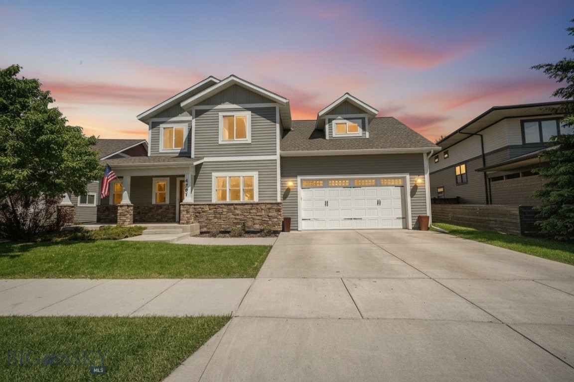 Welcome home to this beautifully maintained Bozeman property where pride of ownership shines throughout. Perfectly situated in a sought-after neighborhood that offers parks, playgrounds, a pond, and a charming creek for residents to enjoy, this home combines the convenience of being close to town with the tranquility of a country setting.
The thoughtfully designed floor plan features a spacious main-floor primary suite complete with a luxurious full bath and large walk-in closet. A convenient main-floor laundry and mudroom add everyday functionality. The heart of the home is the well-appointed kitchen, showcasing stainless steel appliances, a gas range, granite countertops, and ample space for gathering with family and friends.
Step outside to your private backyard retreat featuring a covered patio with an outdoor fire pit, perfect for year-round entertaining while taking in stunning views of the Bridger Mountains. The fully fenced backyard includes underground sprinklers, mature fruit trees, raspberry bushes, a dedicated garden area, and convenient alley access. The oversized two-car garage offers exceptional storage and functionality, including an additional garage door opening directly to the backyard.
Upstairs, you'll find three generously sized bedrooms, a full bathroom, an open bonus room, and a built-in desk area ideal for a home office, study space, or hobby area.
Offering exceptional indoor and outdoor living, mountain views, and a welcoming neighborhood atmosphere, this home is a rare opportunity to enjoy the best of Bozeman living.