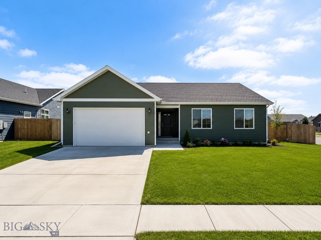 Built in 2021 and thoughtfully landscaped, this beautifully appointed single-level residence offers 4 bedrooms, 2 bathrooms, and effortless everyday living on a desirable corner lot. Vaulted ceilings in the open-concept living, kitchen, and dining area create a bright, airy feel, drawing your eye to the spacious kitchen island and sliding glass patio doors that open to a fully fenced backyard—perfect for summer BBQs, kids or pets to play, and relaxing evenings under Montana skies.

The primary suite offers a peaceful retreat with dual vanities, a walk-in shower, and generous walk-in closet, while three additional bedrooms provide flexibility for guests, a home office, nursery, or hobbies. Thoughtful finishes throughout include stainless steel appliances, ample storage, a dedicated laundry room, and an attached two-car garage. With underground sprinklers, landscaping already in place, and move-in-ready convenience, this home blends comfort and practicality with modern style.

Located in the welcoming Bridger Heights community, you’re just minutes from parks, trails, dining, schools, and the airport while enjoying the quiet charm of neighborhood living. Stylish, functional, and ready for its next chapter—this Belgrade gem checks all the boxes.