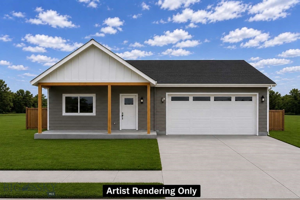 Discover your dream home in this stunning, single-level masterpiece from Bridger Homes MT, designed for comfort, style, and accessibility. Nestled in the sought-after West Post Subdivision, this brand-new, 3-bedroom, 2-bath home is perfect for those seeking effortless living without compromise. Enter into a bright, open layout with vaulted ceilings in the living room and primary suite, creating an airy, spacious feel. The heart of the home is a dream kitchen, boasting a large island, sleek stainless steel appliances, a gas range, abundant cabinetry, under-cabinet lighting, a pantry, and elegant 3cm quartz countertops, perfect for entertaining or quiet nights in. The luxurious primary suite offers a spa-like ensuite with a tile shower and a spacious walk-in closet, while two additional bedrooms share a well-appointed full bath. A dedicated laundry room with upper and lower cabinets and quartz countertops adds convenience and style. Stay connected with fiber optic wiring throughout for lightning-fast internet and streaming. All interior photos are of a similar model home that is staged.
