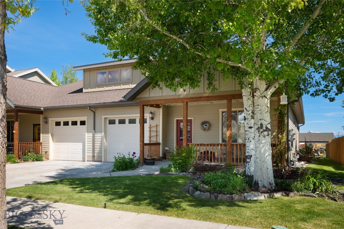 Single-level living of this caliber is a rare offering in today's market, and this beautifully appointed condo delivers it with intention, craftsmanship, and a sense of quiet comfort that's increasingly hard to come by. Tucked into a peaceful duplex-style building, this home was designed for the buyer who values comfort without compromise. From the moment you step through the door, the home reveals itself thoughtfully with rich maple hardwood floors underfoot, warm alder trim framing every doorway & window, and a gas fireplace anchoring the living room with the kind of inviting glow that makes Montana winters feel like a cozy comfort. The open-concept floor plan flows with effortless ease & functionality, creating a space that feels both expansive & intimate, ideal for quiet evenings at home as well as lively gatherings with friends. At the heart of the home, the kitchen is as functional as it is beautiful, featuring solid surface countertops, custom hickory cabinetry, a welcoming breakfast bar, and a generously sized walk-in pantry that any home chef will appreciate. Whether you're preparing a weeknight dinner or hosting a holiday celebration, this kitchen rises to the occasion. Thoughtful design continues throughout the home with a well-appointed mud & laundry room complete with a utility sink, perfect for life in Montana, where boots, gear, and four-legged companions are part of the everyday rhythm. Abundant storage has been built into every corner, ensuring that easy living truly means easy living. Step outside & the home extends its livability into the fresh Montana air. A large covered front porch welcomes morning coffee & friendly conversations, while the spacious poured concrete patio at the rear offers a private setting for al fresco dinners, evening cocktails, or simply unwinding at the end of the day. Adding to the appeal, the HOA handles lawn care & snow removal, allowing you the freedom to travel, explore, or simply enjoy your home without the burden of upkeep, the very definition of lock-and-leave ease at the Bozeman level. Single-level properties like this don't come to market often. Whether you're right-sizing, seeking a low-maintenance lifestyle, or searching for the perfect Bozeman base camp, this single-level condo offers a rare combination of quality, comfort, and location that simply cannot be replicated. A true find & an opportunity worth seeing in person.