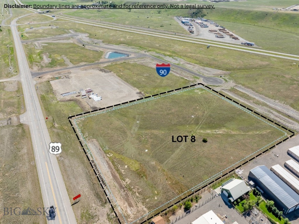-- CC&Rs & FINAL PLAT SUBJECT TO FINAL COUNTY APPROVAL -- Foundational commercial acreage in Yellowstone Reserve Commercial Park with visibility on both I-90 and Frontage road (E Park St/Hwy 89/I-90 "business" route) on the east end of Livingston. This high visibility development also borders the I-90 interchange (Exit 337) on the development's east boundary. Lot 8 offers 5.34+/- acres in Livingston's newest 12-Lot commercial subdivision - Yellowstone Reserve Commercial Park. This subdivision serves as critical focal point for large-scale regional traffic volume, providing endless development opportunities across multiple markets and maximum visibility for monument signage. Additionally, I-90 Exit 337's status as a mandatory detour point for interstate trucking spikes a massive captive audience for food, fuel, lodging, and auto services during severe winds. Three phase power to lot. Buyer advised to verify all utilities and review utility easement boundaries. Well and septic buyers responsibility. Engineering and site work plans available.