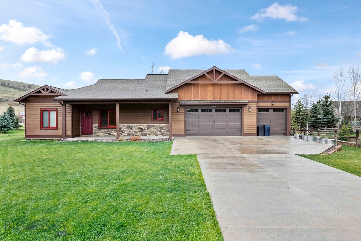 Cozy 3-bedroom, 2-bath home in the sought-after Creekwood Subdivision, offering primarily single-level living with a spacious bonus room upstairs for added flexibility. This well-maintained home features an open-concept layout with warm wood finishes, hardwood floors, and a functional kitchen with island, stainless appliances, and ample cabinetry. The inviting living and dining areas flow seamlessly to a covered back patio—perfect for relaxing or entertaining—overlooking a fenced yard with open space and mountain views beyond. The primary suite and additional bedrooms are conveniently located on the main level, while the large attached 3-car garage provides plenty of storage for vehicles and toys. Combining comfort, functionality, and a great location, this home is an excellent opportunity in one of Bozeman’s desirable neighborhoods.