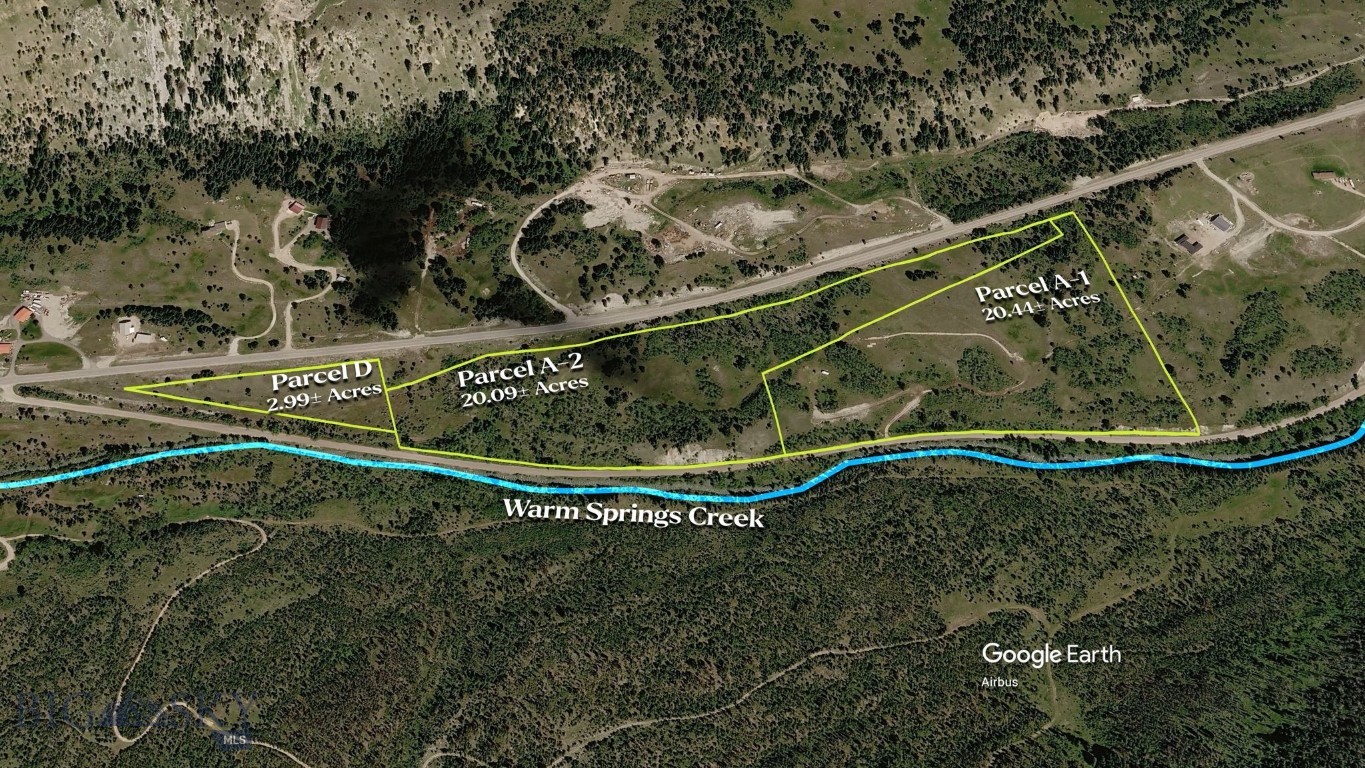 A level 2.99-acre lot bordering Warm Springs Creek and the Garrity Mountain Wildlife Management Area just across Lime Spur Rd. Located in the Spring Hill Development District, and confirmed by local planning department as a legally non-conforming lot grandfathered under current subdivision guidelines. Per the planning department, permanent structures may be built on this parcel provided all applicable building regulations — setbacks, height limits, and any other current requirements — are satisfied. 
Power easement in place from the adjacent A-2 parcel to bring this parcel to life! No vehicle/driveway access currently exists — a county right-of-way strip separates the parcel from Lime Spur Road and Highway 1.
Situated within the Garrity Mountain wildlife corridor — the same drainage that funnels elk, deer, black bear, bighorn sheep, and raptors through this stretch of southwest Montana, with Georgetown Lake, the Beaverhead-Deerlodge National Forest, and the Anaconda-Pintler Wilderness all minutes away. No covenants. No HOA. Raw land at an entry-level price point in a corridor where small parcels have been moving. Buyer to independently verify all regulations and building feasibility with Anaconda-Deer Lodge County Planning prior to close; buyer responsible for researching and establishing legal access independently.