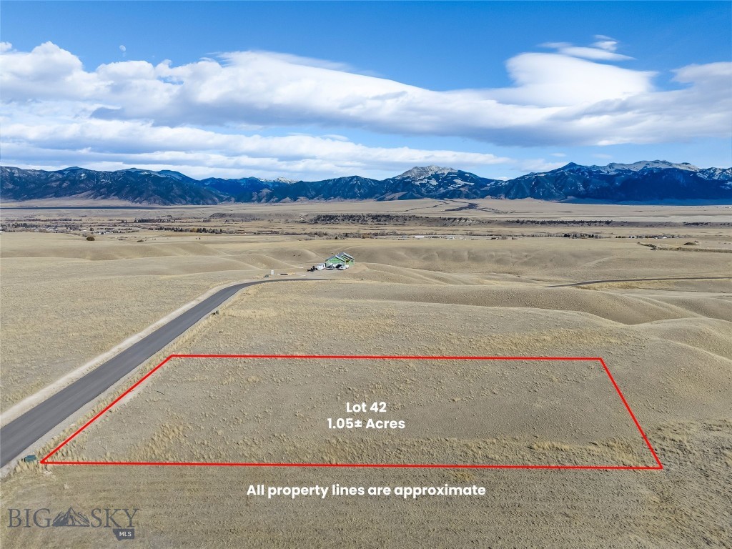 Lot 42 offers 1.05± acres within a thoughtfully planned 55-lot community, with parcels ranging from approximately 1 to 2 acres. The subdivision spans 165± acres total, providing generous open space and excellent opportunities to enjoy local wildlife. Paved roads are in place, with mailboxes, power, and fiber optic service to each lot. Located approximately three miles from downtown Ennis, this property offers sweeping views in all directions and convenient access to town amenities. Wells throughout the subdivision range from approximately 200 to 350 feet in depth, producing 12 to 60± GPM. The licensed Montana listing agent is a member of the selling entity & can only represent the seller.