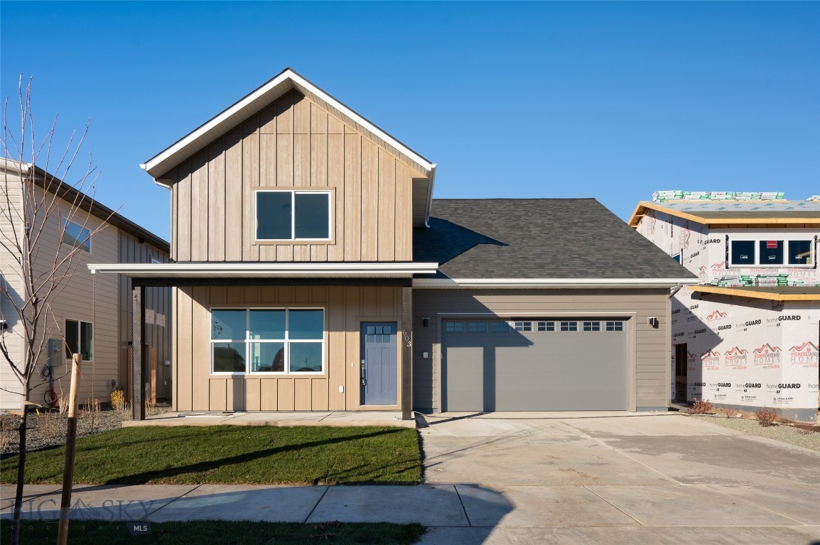 Another exceptional Higher Standard Homes build located in Belgrade’s newest community of West Post.  This home sited on Spaniel is the east end of the subdivision.  The main floor features LVT flooring throughout, with an open-concept kitchen, living, and dining area. The primary suite is conveniently located on the main floor, while upstairs you'll find two additional bedrooms and a giant bonus room that can serve a variety of uses including a 4th bedroom, second living space or home office. The kitchen is beautifully appointed with quartz countertops, modern Belmont cabinetry, stainless steel appliances and a gas range, while the master bath offers a luxurious tiled shower. This property also includes full front and backyard landscaping with underground sprinklers. Central A/C is included! Enjoy being just down the street from the incredible neighborhood park, which will feature a pond with a beach, amphitheater, bike park, playground, dog park and pavilion. Part of this vibrant mixed-use development, West Post offers residents access to a wealth of amenities, parks, and trail systems, all within easy reach of both Belgrade and Bozeman. Conveniently located just south of I- 90 and the Bozeman Yellowstone International Airport, this home offers easy access to everything the area has to offer. This home is sided with Diamond Kote, a 30 year no fade warranty!  And on top of that, are you looking for a lower monthly payment?  Ask about the 30 year fixed and permanent rate by down the Seller can offer you.  Some conditions apply.  Meet with the preferred lender Sara Koelzer at Rate for qualifier and information.  This is tough to beat!