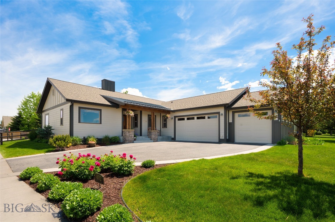 Welcome to Middle Creek Parklands, one of Bozeman's most established and sought-after neighborhoods. This five-bedroom, three-bath home sits on a generous corner lot directly across from Monforton School, with beautiful views of mountain ranges in every direction that never get old. The floor plan is one of this home's biggest strengths. All the rooms are large and livable, with a main level that flows easily between the kitchen, dining area, and living room anchored by a gas fireplace. The kitchen has stainless appliances and granite countertops — nothing fussy, just a functional space that works well for everyday life. The primary bedroom is on the main level, joined by two additional bedrooms on the opposite side of that house for privacy, along with a second full bath, and a dedicated laundry room. Head downstairs and you'll find even more room to breathe — a large family room perfect for movie nights or hanging out, two more spacious bedrooms, a full bath, and generous storage throughout. Outside, the freshly painted exterior gives the home strong curb appeal, and the corner lot provides the kind of yard space that's increasingly hard to find in Bozeman. The heated three-car attached garage is a genuine bonus — roomy enough for vehicles, gear, and all the equipment that comes with Montana living. Additional highlights include red oak hardwood floors, whole-house humidification and HEPA air filtration system, a brand new hot water heater, a water softener, reverse osmosis spicket at the kitchen sink, central air conditioning, underground irrigation, and a programmable exterior lighting system. Spacious, well-maintained, and in a neighborhood that holds its value — this is a great place to call home!