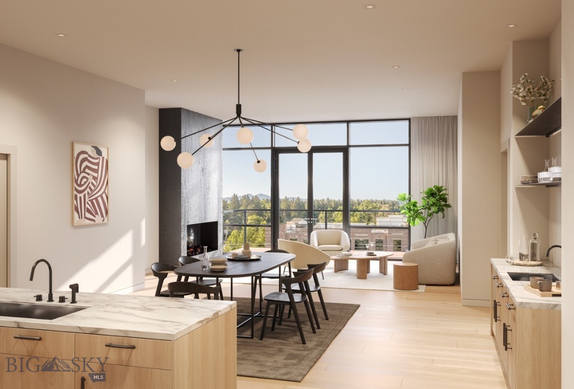 Experience the epitome of downtown Bozeman living at BG Mill. This exclusive address on East Mendenhall Street, just steps from Main Street,
places you in the heart of historic charm, surrounded by the vibrant energy of the Brewery District and downtown's finest dining, shopping, and
cultural venues. Elevate your lifestyle in one of nineteen meticulously-designed residences spanning five stories. Floor-to-ceiling windows and
soaring 10-11 foot ceilings invite natural light and panoramic views into each home, creating an atmosphere of timeless sophistication. Unwind in
open-concept living spaces boasting generous kitchens, individual wet bars, and inviting gas fireplaces, perfect for both intimate gatherings and
luxurious entertaining. Experience unparalleled convenience with a dedicated building concierge offering 24-hour support and an array of
services, from car shuttle to maintenance services to outfitter rentals. Additional amenities include a modern gym, upscale lobby, interior parking
garage, private lockers, and storage for each residence. Indulge in leisure and entertainment atop the 4,000 square foot rooftop terrace with a
fully-equipped kitchen, offering a breathtaking backdrop for al fresco gatherings and memorable moments. Live effortlessly at BG Mill, where
luxury meets convenience.