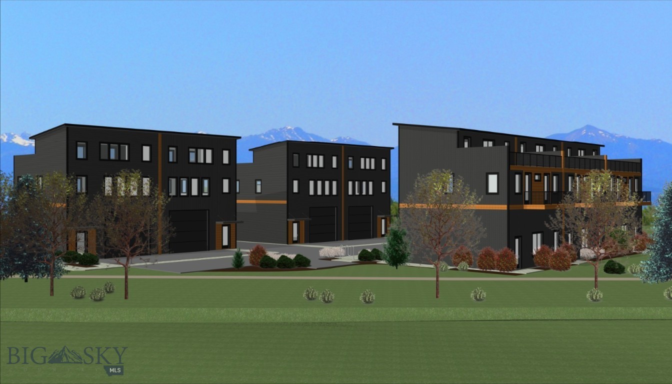 Commercial Units with Accessory Apartments in Nelson Meadows. Dream big. Work smart. Live well. 2 units in phase 2 are under construction with estimated completion date on or before September 30, 2026. Small commercial complex with 7 units in Nelson Meadows. Targeted market for these units is either live and work on site, or rent as investments. Both units can be leased separately. Commercial unit on the first floor is 1120 sq. ft. (35' deep x 32' wide) with 15.5' ceilings, 14’ X 16' overhead door for big trucks, and a half bath. The live unit above the commercial area will have 1760 sq. ft. of custom living space. Finishes are upgraded, including glass front appliances, washer and dryer, contemporary cabinets, quartz counters, ceramic tile accents and luxury vinyl flooring. List of interior finishes to be provided upon request. The units will be well appointed with 2 bedrooms, including the 3rd floor, 640 sg. ft. primary suite with 15'x30' deck overlooking 3 mountain ranges, and a multi-purpose flex room. These units are located behind the Barnard Building, abutting the community trail and park. The trail runs throughout the subdivision and is beautifully landscaped. Developers have done a great job with architectural controls and details, so owners can enjoy where they live and work. Unit A is positioned to have great mountain views in all directions. Nelson Meadows is well sited halfway between Bozeman and the Airport. A great value when you think about living in a great home space located over your business space. Live. Work. Thrive—all under one roof. Lots of parking available on Royal Wolf Way for your clients.