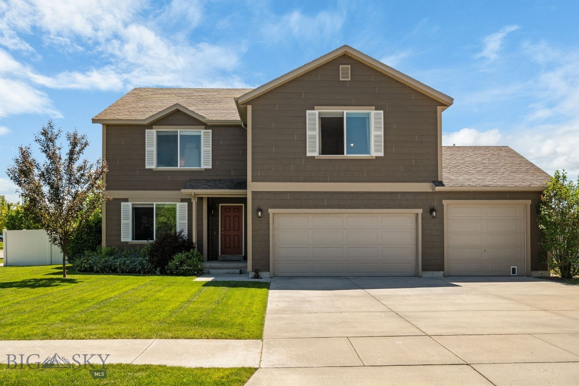 Set on a desirable corner lot in Gallatin Heights, this adorable home offers incredible mountain views, abundant natural light, and a layout that perfectly balances everyday functionality with comfortable living. A covered front porch welcomes you inside, where a spacious office sits just off the entry, filled with natural light and framed by beautiful views, an ideal work-from-home space, reading room, or quiet retreat. The living room serves as the heart of the home, featuring a cozy gas fireplace and large windows that showcase the surrounding views while filling the space with natural light. From there, the open-concept layout flows seamlessly into the dining area, where a sliding glass door leads to the fully fenced and landscaped backyard complete with a charming pergola, creating the perfect setting for outdoor dining, entertaining, or simply enjoying Montana evenings. The kitchen is designed for both gathering and functionality, offering a tile backsplash, generous prep space, ample cabinetry, and an impressive custom walk-in pantry. Just beyond the kitchen, a convenient hallway connects to a powder bath, dedicated laundry room, and access to the spacious three-car garage. Upstairs, a large bonus/flex room captures stunning mountain views and provides endless possibilities for a second living area, media room, playroom, or home gym. The private primary suite is tucked away on one side of the upper level and features a spacious ensuite bath with split vanities and an oversized walk-in closet that offers exceptional storage and organization space. Three additional bedrooms are located upstairs, each generously sized with walk-in closets, providing comfort and flexibility for family members, guests, hobbies, or additional work-from-home needs. A well-appointed full bathroom serves these bedrooms, completing the upper level. Filled with custom upgrades throughout, this home combines comfort, style, and practicality in one of Bozeman's most desirable neighborhoods. Gallatin Heights is known for its welcoming community atmosphere, two neighborhood parks, miles of trails throughout and surrounding the subdivision, and convenient access to schools, shopping, dining, Montana State University, Downtown Bozeman, and the airport.