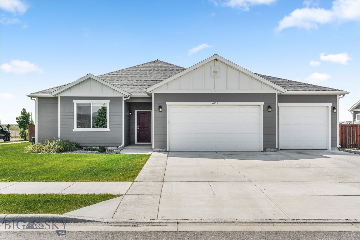 Welcome to 401 13th Street in Belgrade's desirable Story Creek Subdivision! This beautifully maintained single-level home offers 3 bedrooms, 2 bathrooms, and 1,912± square feet of thoughtfully designed living space. The open-concept floor plan features a spacious kitchen with granite and quartz surfaces, upgraded cabinetry, tile backsplash, ample storage, and a large island perfect for gathering and entertaining.
The inviting primary suite offers a spacious walk-in closet, dual vanities, and a private retreat to unwind at the end of the day. Two additional bedrooms with walk-in closets provide flexibility for guests, family, or a home office.
Step outside to enjoy a fully fenced backyard designed for Montana living, complete with an expanded concrete patio, pergola with integrated lighting, hot tub hookups, underground sprinklers, and a storage shed. The oversized 3-car garage offers abundant space for vehicles, toys, and equipment, while additional upgrades include a water softening system and custom garage shelving.
Situated on a generous lot near parks, schools, trails, shopping, and all that Belgrade has to offer, this home combines comfort, functionality, and outdoor enjoyment in one exceptional package.