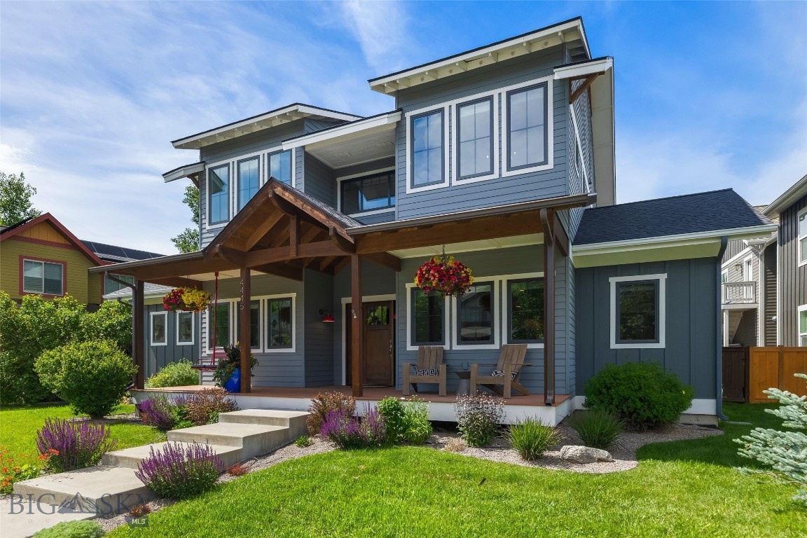 Experience the best of Bozeman living in this exceptional Valley West residence featuring a thoughtfully designed main home and a premium detached carriage house ADU. Blending sophisticated finishes with timeless Montana character, this property offers remarkable flexibility for multi-generational living, guests, or income potential.
Filled with natural light from expansive windows, the 2,644-square-foot main residence offers a versatile floor plan designed for both everyday comfort and effortless entertaining. A natural stone gas fireplace, rich hardwood floors, solid wood interior doors, and custom built-ins add warmth and craftsmanship throughout the main level. The well-appointed kitchen features stainless steel appliances, upgraded tile finishes, generous workspace, and a large pantry. The primary suite is a luxurious retreat with a tiled walk-in shower, built-in electric fireplace, and spacious walk-in closet. Adjacent to the primary suite, a main-level den provides the perfect space for a private office, library, or reading room.
Upstairs, three generously sized bedrooms—including one with an ensuite bathroom—are complemented by an additional three-quarter bath and a spacious bonus room that can serve as a media room, playroom, family room, or optional fifth bedroom.
Step outside to enjoy a welcoming covered front porch or unwind in the private, fully fenced backyard featuring mature landscaping, a deck, and a hot tub. The laundry and mudroom includes a convenient dog door, allowing pets easy access to the backyard.
Above the heated two-car garage, the 567-square-foot carriage house ADU provides exceptional flexibility and value. Complete with a private entrance, kitchen, laundry, and one-bedroom layout, this self-contained residence is ideal for guests, extended family, a caretaker, or supplemental rental income.
Located in one of Bozeman's most sought-after neighborhoods, residents enjoy access to Valley West's parks, ponds, open spaces, and extensive trail system, all while being just minutes from downtown Bozeman's acclaimed restaurants, shopping, and year-round amenities.
