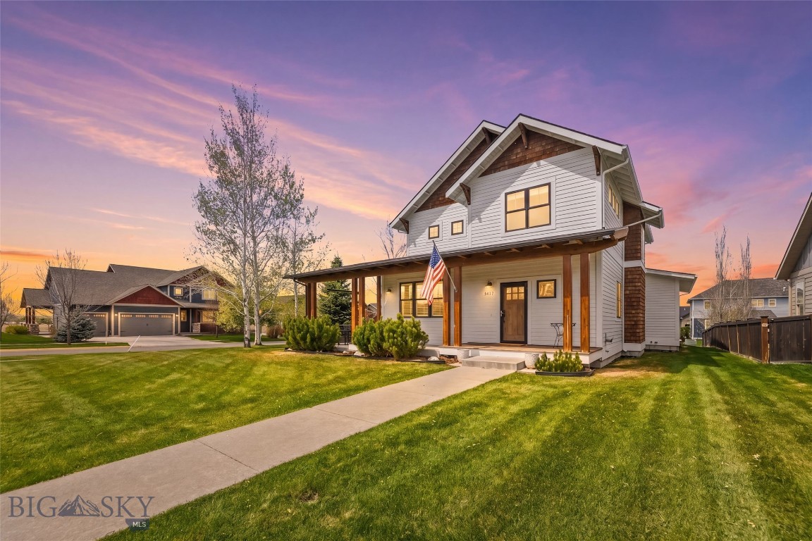 Nestled in the highly desirable Loyal Garden neighborhood, this beautifully maintained single-owner home offers space, functionality, and timeless comfort on an expansive corner lot. Built in 2012 by Ascent Home Builders, the residence features 5 bedrooms, 2.5 bathrooms, and a thoughtfully designed floor plan with generous living spaces and exceptional natural light throughout. 
The main level welcomes you with warm hardwood flooring, 9-foot ceilings, a gas fireplace, and an open-concept layout designed for both everyday living and entertaining. The kitchen offers granite countertops, stainless steel appliances, abundant storage, and seamless flow into the dining and living areas. A dedicated office/den, spacious mudroom, and oversized 3-car garage add flexibility and convenience. 
Upstairs, you’ll find well-appointed bedrooms, including a spacious primary suite, along with a large bonus/family room ideal for media, recreation, or additional gathering space. Energy-efficient construction features including Anderson windows, upgraded insulation, and quality craftsmanship provide year-round comfort and efficiency. 
Enjoy outdoor living with mature landscaping, underground sprinklers, covered porch and patio spaces, and desirable southwest exposure capturing mountain and valley views. Conveniently located near parks, schools, trails, and all of Bozeman’s growing amenities, this home offers the rare combination of size, location, and long-term pride of ownership.