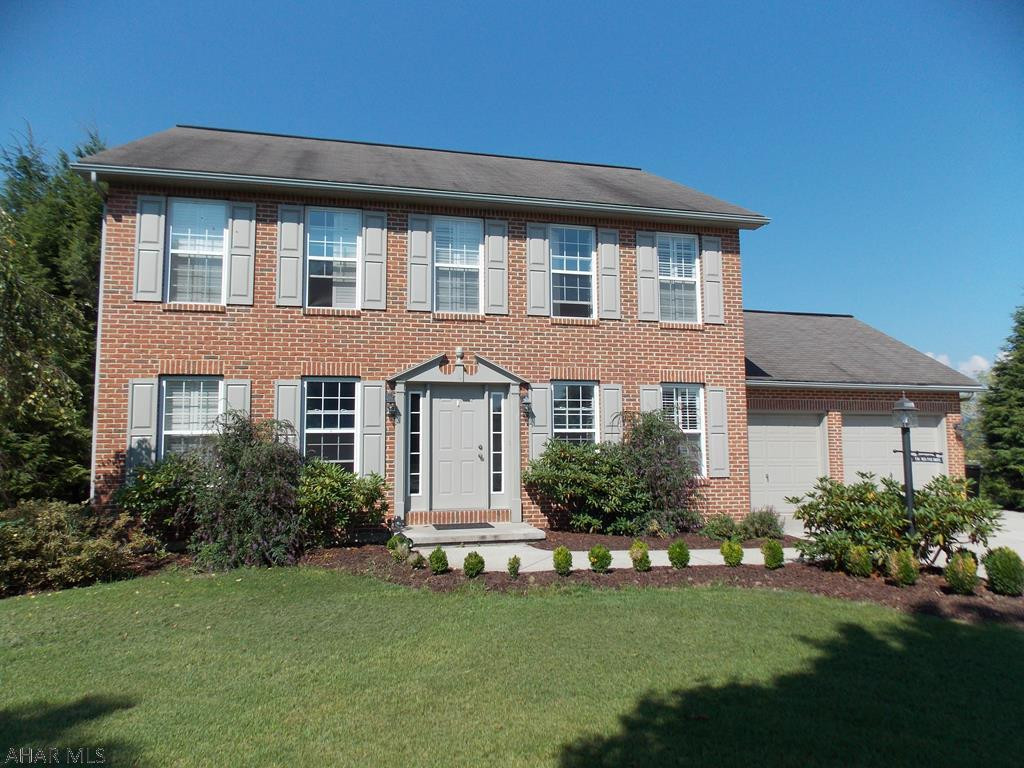 Lovely traditional style home in Fox Hollow Development.  Step into the foyer and notice the hardwood floors through out this home, new carpets were installed in the 2nd floor in  April.  The 4 BRs and laundry are all located on the second floor so  no more carrying laundry up and down the stairs. The master BR has a walk in closet and bath with double sinks.  Granite counter tops in the kitchen and baths offer a touch of elegance to this home.   The basement is finished and offers a fun place for the kids to hang out but still has plenty of storage. Sit on the covered deck relax and watch the sunset and the leaves change on the mountain. This home has so much to offer at a great price. Fox Hollow is conveniently located close to I 99, shopping and restaurants. No sign in the yard.