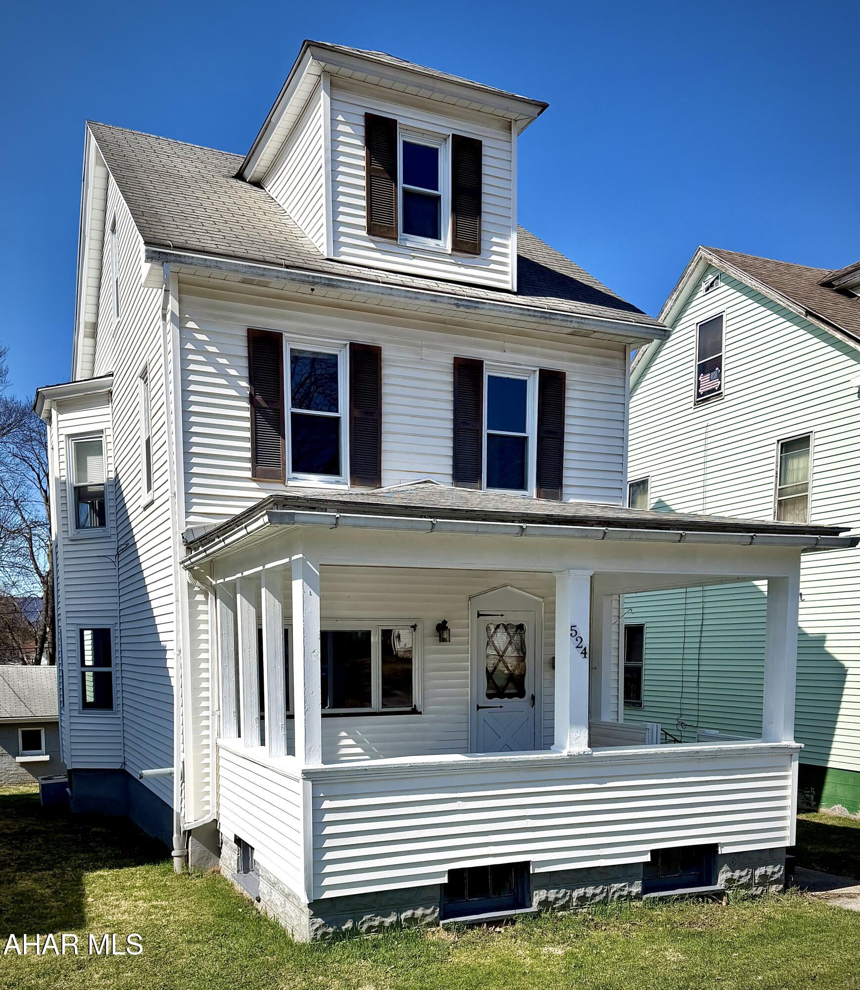 Charming three bedroom home with three bay garage in the East end of Altoona just minutes from downtown.  The home was renovated in 2020 with 200-amp service to both home and garage, all new romex wire, new outlets, dimmer switches in most locations, and a tankless hot water heater.  The dining room has been remodeled with new drywall, insulation and recessed lighting.  The kitchen has been completely remodeled and updated with newer stainless steel appliances including a gas range, microwave, and deep stainless sink basin with pull-down spout faucet, and garbage disposal. The kitchen also provides top and bottom recessed lighting with rear access to the deck and backyard.  Two nice sized bedrooms with original hardwood flooring, ample closet space and natural light are located on the second floor along with the primary modern bath which brings a spa like feel featuring heated tile flooring with smart thermostat, an enclosed glass shower with custom mosaic tile along with a ceiling mounted waterfall shower head and additional side spray wall and handheld shower heads. The primary bath also comes equipped with a self-cleaning toilet and automatic recessed overhead and cabinet lighting with GFCI outlets.  The third floor bedroom has independent electric baseboard heat with a dedicated thermostat and provides additional storage space. Could also be used as a bonus or recreation room.  For the hobbyist, the basement is your place with generous overhead LED lighting, plenty of 120 outlets, custom work benches, and shelving.  The garage has a newer electric garage door with keyless remote, work bay and work bench with vice and overhead LED lighting with 200-amp electric service with sub panel that will run most air compressors and welders. All major electrical upgrades have been done by a licensed electrician.  Make this home your own with a few personal touches!