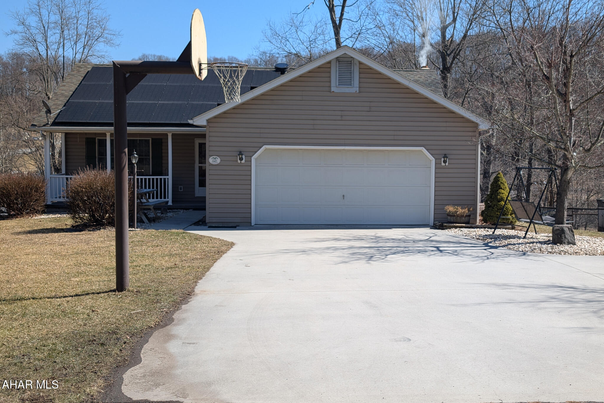 Welcome Home! This one owner ranch style home was built with much love and pride. Open concept kitchen/ dining and living room. Main level laundry and pantry room, 2 bedrooms and a full bath. Large rear deck for those relaxing evenings. Head to the finished basement where there is so much storage space , extra bedroom, second full bath , cozy family room that walks out to back carport area. Large shed in the back . Nice yard with .5 acres. Has Oil Hear, Pellet stove and Central air. Seller had solar panel installed on the roof which results in an amazing savings. Large garage shed in rear, Two car attached garage. Must see this one!