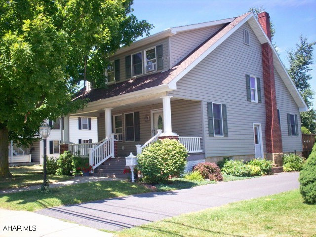 Superbly maintained home on almost 1/2 acre lot in Bedford Borough. Many updates including newer roof,siding, front porch, Andersen windows, entry doors and new hot water heater. Newer carpeting and freshly painted throughout. Extra large living room with oak trim/stairwell. Formal dining room w/hardwood floors. Eat-in kitchen opens to a large breakfast area/bar area.