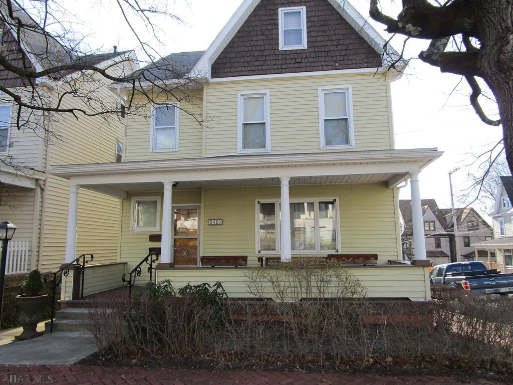 Spacious three or four bedroom home in convenient location.  This property features low maintenance exterior with vinyl siding and trims, newer windows, fenced rear yard.  Large eat in kitchen with a formal dining room and large living room.  Full bath and separate laundry rooms on first floor.  Second floor features three bedrooms, one bath.  Hot water heater installed in 2016.  Covered front porch for relaxing on the upcoming summer evenings. Ready to move in and make it your own!  Taxes and measurements from courthouse records - buyer to verify.