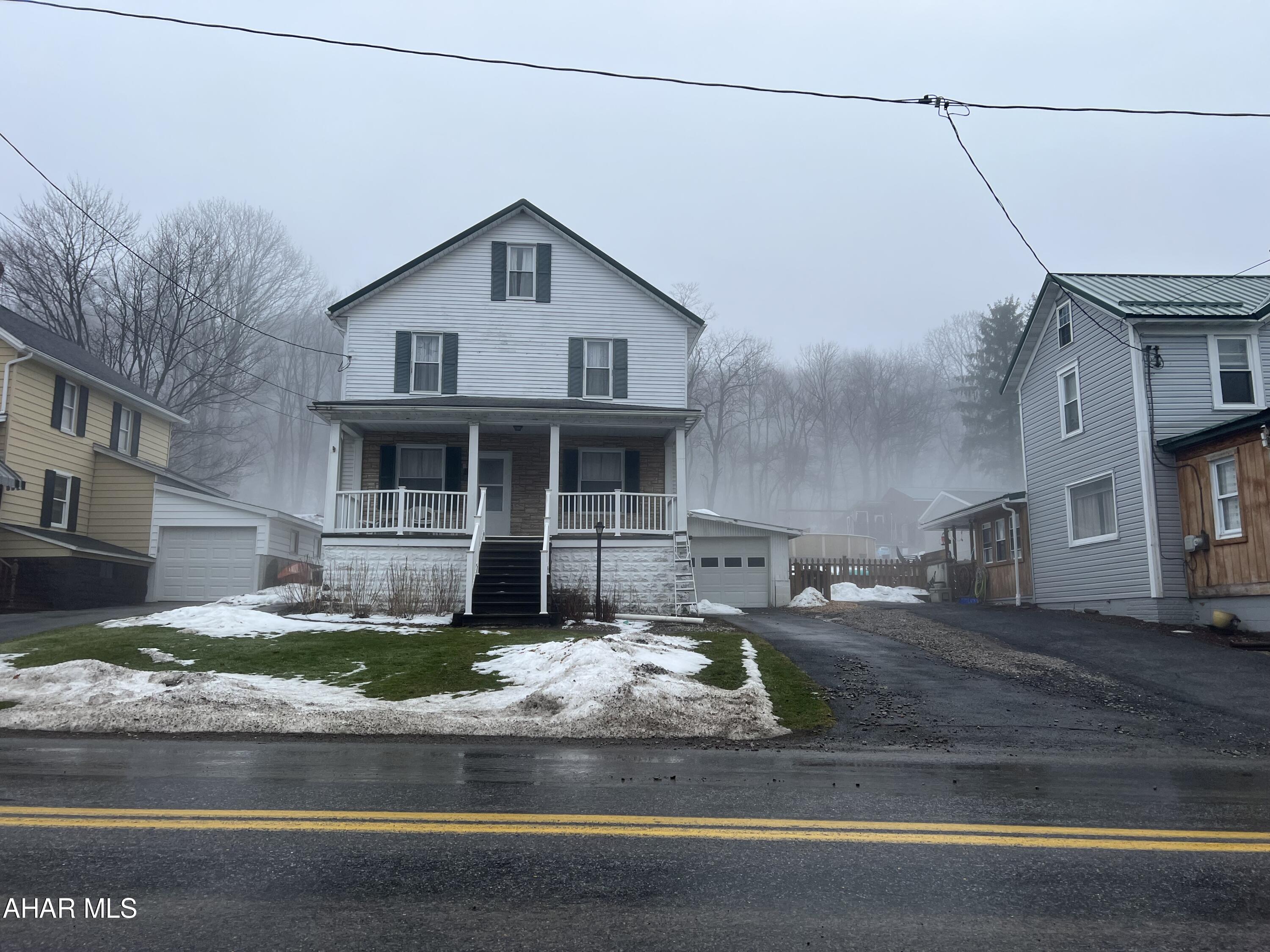 Alumn sided two story home featuring 3 bedrooms, Kitchen, Living room, dining room and bath. One car attached garage. Oil hw heat.