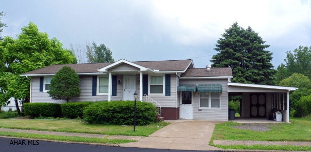 One Story Living - 2 BR, 1 BA, spacious living room, eat-in kitchen includes appliances, basement family room, laundry with washer, dryer, utility sink, and toilet. Basement storage and bonus room. Breezeway attached to carport and shed, large rear deck. Updates include some new front windows, interior freshly painted, new hot water tank and two new electric heaters in basement...lot 84 x 121...only $82,900.  SELLER IS CONVERTING TO GAS FORCED AIR HEAT - NEW FURNACE.