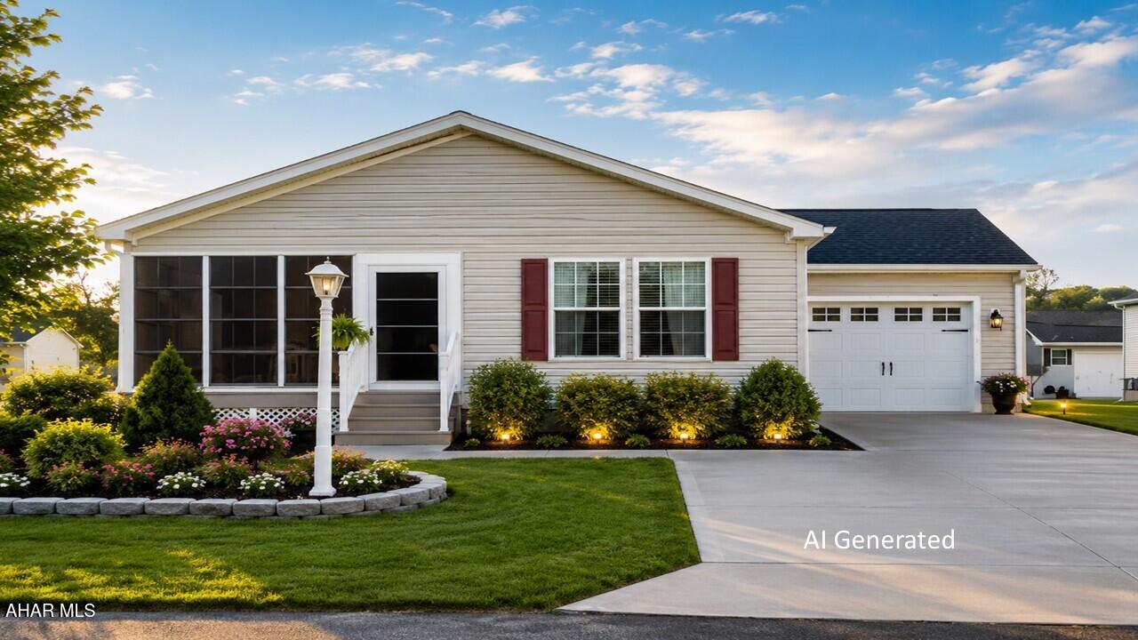 This beautifully maintained 2020 doublewide home offers modern comfort and thoughtful upgrades throughout. A bright and inviting sunroom overlooks the screened-in porch, complete with sliding glass doors--perfect for relaxing or entertaining.

Inside, you'll find elegant finishes including crown molding and custom electronic cloth window blinds with remote operation. The spacious layout features an extra-wide hallway and a large living room accented by built-in cabinetry.

The galley-style kitchen is both stylish and functional, showcasing mocha finished cabinetry, quartz countertops, recessed overhead lighting, a pantry, and an eat-in bar that flows into the dining area. New appliances complete the space.

Bedrooms are generously sized with ample closet space, while the versatile den (or optional bedroom) includes sliding door access to the backyard. The primary suite offers a private retreat with two large closets, dual vanities with an expansive mirror, and a walk-in shower.

Additional highlights include a conveniently located laundry area just off the kitchen, easy access to a 14x24 one-car garage, and a separate shed for extra storage.

This home blends comfort, style, and practicality--ready for you to move right in!

Arrowhead Acres is a 55+ Community. NO HOA FEES New Owner will apply at the Main for application and requires a background check.  Rent Monthly for lot is $286 Monthly included is trash.
