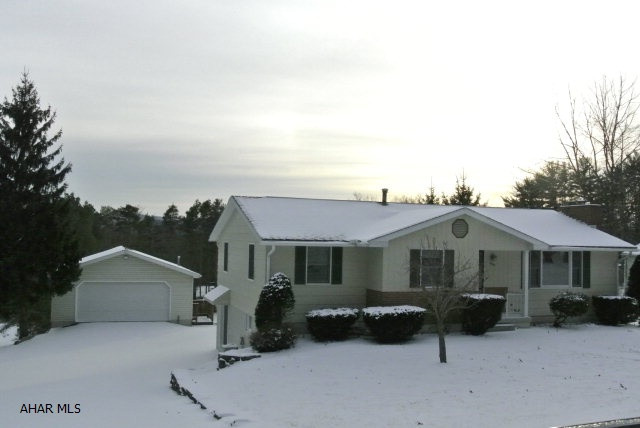 Feel secluded on Frankstown Mountain in the lovely Sylvan Hills area.  This beautiful home, with its new kitchen, hardwood floors, spacious bedrooms, and 2 fireplaces....has it all when you combine it with the magnificent views from the rear deck.  Just move right in this exquisite home!! It is all modern and ready to go!  This home also features 2 shed storage areas....AND...a fantastic oversized 2-car garage with a workshop.   Call for an appt for your own private viewing.