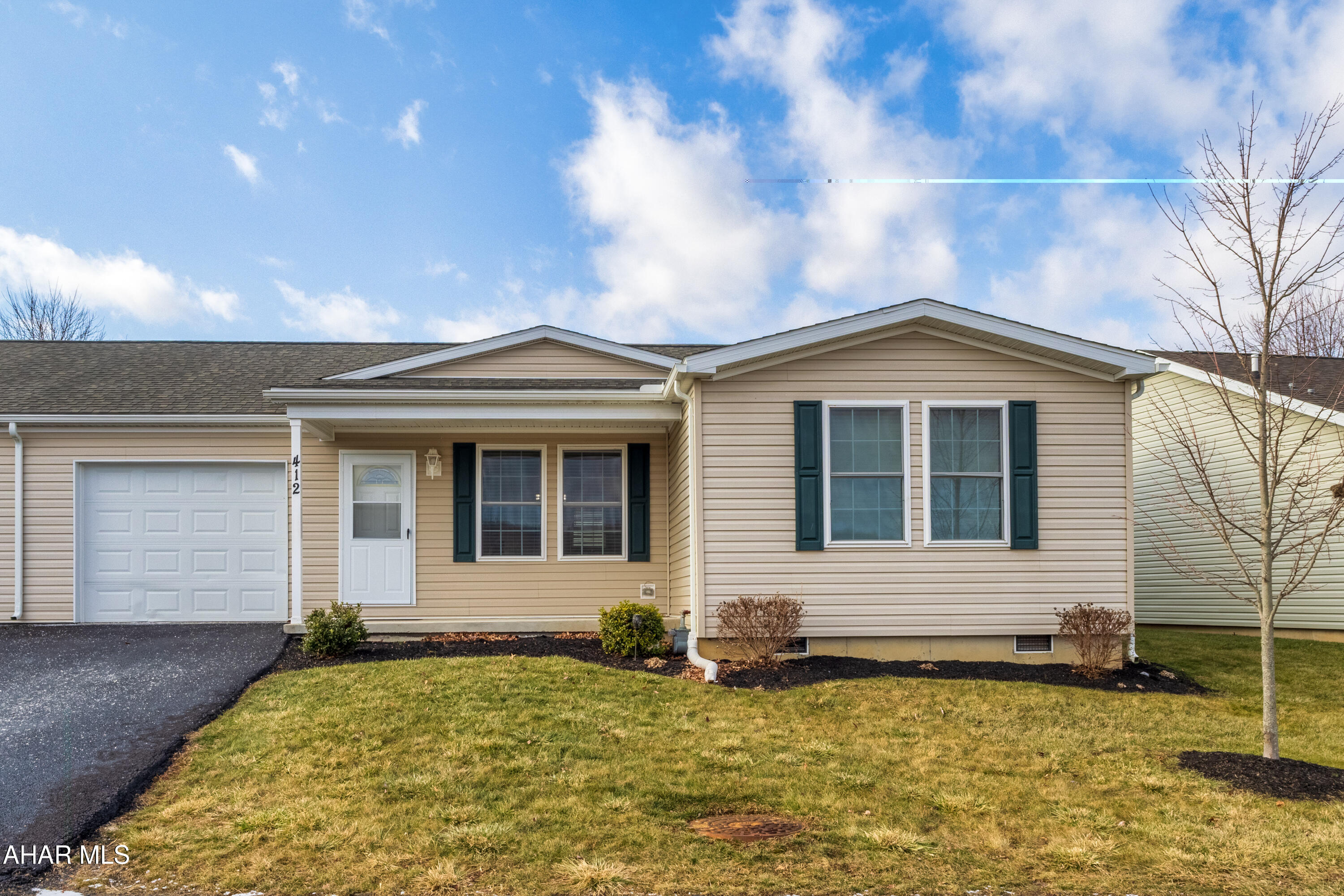 1 story living in a 55+ Community in Deer Meadow located just outside of Historic Hollidaysburg. This home offers SS appliances with open concept to living room - this allows conversation with family and friends while entertaining. 2 Full bathrooms. Hall bathrooms offer extended vanity for those items used frequently plus additional cabinets for storage. Patio