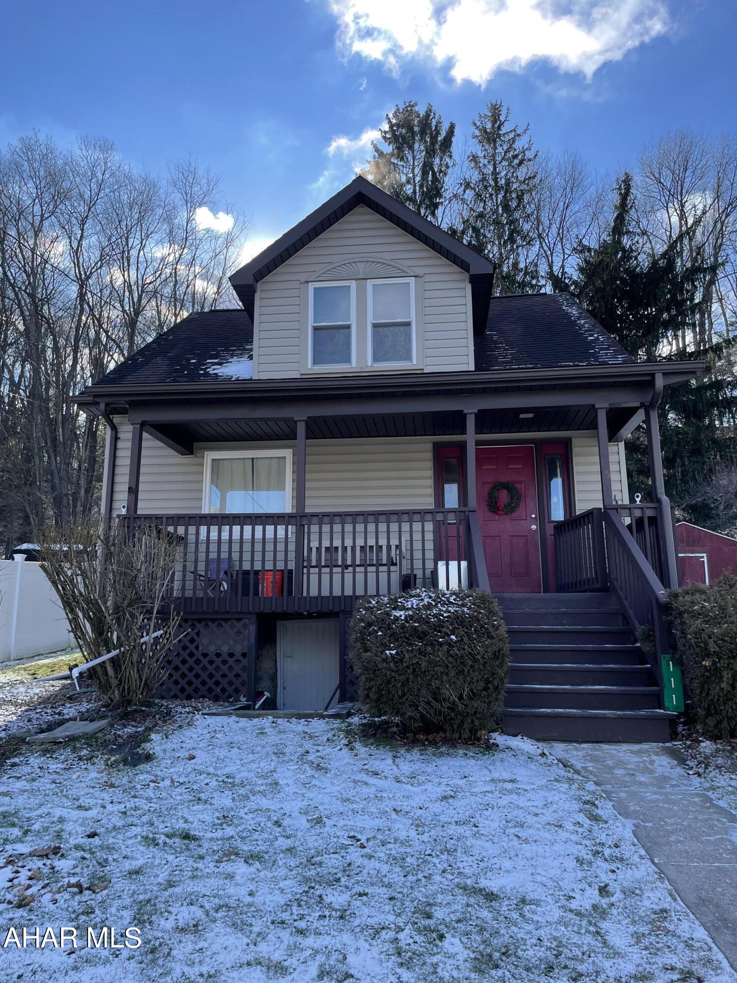 This property has had most of the major mechanics recently replaced and will make the perfect starter home. Enter the home from the large covered porch into the spacious living room.  The dining area has new flooring and the addition of the coal/pellet stove provides another heat source on those chilly winter days and the sliding glass doors in the dining area go out to the deck perfect for grilling or entertaining family and friends.  The kitchen has had a few updates and the custom pot rack saves space in cabinets for food storage.  Upstairs you will find an updated full bath and three bedrooms.  There is attic storage.  Laundry is located in the basement.  New furnace, new hot water heater, french drains installed to divert water and a sump pump for extra protection.     Close to walking/biking trails, ball fields, park and the New Lilly Library.  Call today to see what this property has to offer.  Pre approved buyers only.