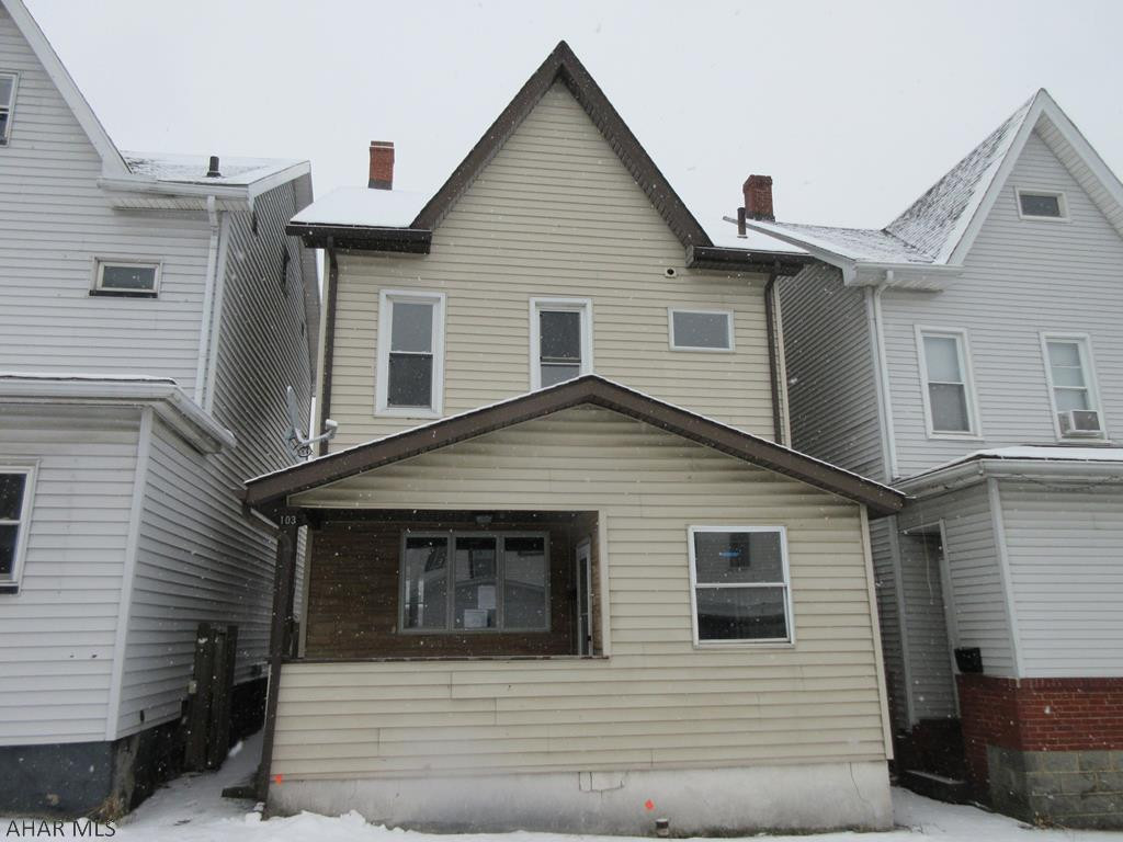 2 1/2 story Altoona vinyl home with good basics, but needs some finish work. Updated kitchen and bath, large attic with walk-up stairs, 100 amp breakers, off-street parking, vinyl siding and vinyl windows throughout. Some interior walls need to be drywalled (LR, DR ripped to studs) and flooring is needed in some rooms. Otherwise, all the basics are there for handy persons. Property sold AS-IS. Seller will make no repairs. Offers must be submitted through HUD approved broker. Buyer pays both transfer taxes. Equal Housing Opportunity.