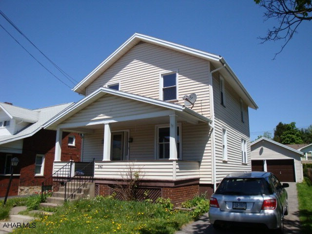 Super location! Home warranty available. Needs some TLC. Wood floors. Water damage around chimney and damp in basement with inclement weather.  Toilet and shower in basement.  Buyer must pay 2% transfer tax.  Property being sold as is