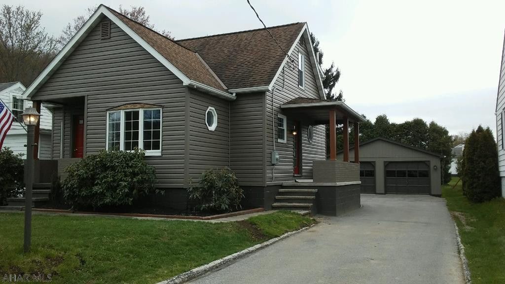 This Home Turn Key move in READY with modern features. This home will meet all you expectations and more.  With All NEW plumbing, 200 amp electric service, wiring, service box, 3 ton Trane Heat pump with AC, Manabloc Pex plumbing, new hot water heater, new thermopane windows,  new interior/exterior doors, new vinyl siding,  new laminate flooring, new ceramic tile floor, new carpet 2nd floor bedrooms and hallway, New kitchen cabinets with granite countertops, 1st Fl bedroom, new bathtubs, sinks and commodes an new recess lighting. All new LG Stainless appliances, radon mitigation system,  The 28x29 oversized, 2 car garage has new 100 amp electric service and panel box, and has a frost freeze water spicket and 2 garage door openers.  Paved driveway and 12x14 utility shed. Freshly Painted